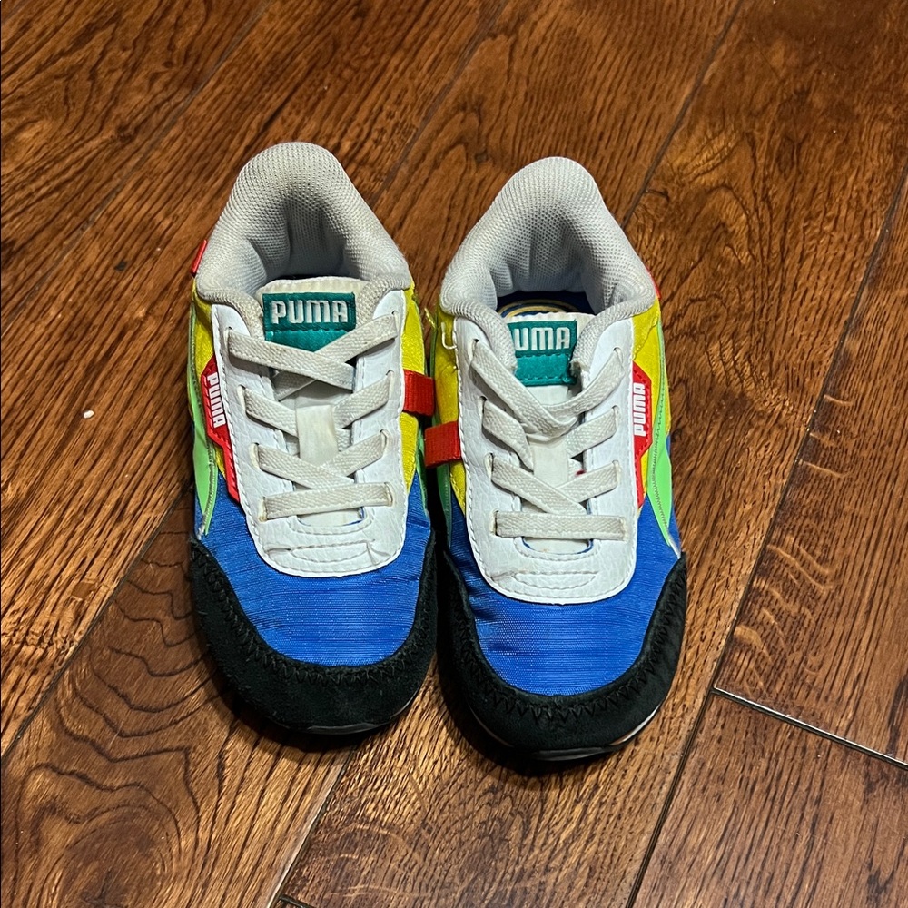 PUMA Kids Blue and Yellow Sneakers
